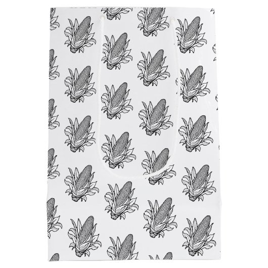 Sac Cadeau Moyen Icône noir et blanc de maïs doux (Dos)