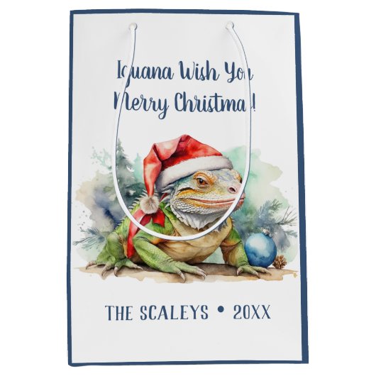 Sac Cadeau Moyen Iguana vous souhaite un joyeux Noël (Devant)