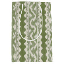 Ikat vert et crème, bandes festonnées