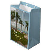 Sac Cadeau Moyen Îles Vierges Tropicales Palmiers (Dos Angle)