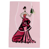 Sac Cadeau Moyen Illustration de la mode de Noël avec un arbre (Dos)