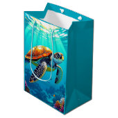 Sac Cadeau Moyen Illustration de la tortue de mer (Devant Angle)