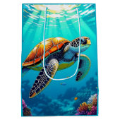 Sac Cadeau Moyen Illustration de la tortue de mer (Dos)