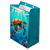 Sac Cadeau Moyen Illustration de la tortue de mer (Dos Angle)