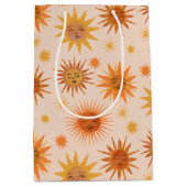 Sac Cadeau Moyen Illustration de l'aquarelle orange Sun Face (Devant)