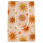 Sac Cadeau Moyen Illustration de l'aquarelle orange Sun Face (Dos)