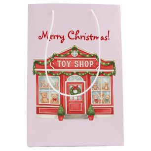 Sac Cadeau Moyen Illustration de Noël de la boutique de jouets à l'