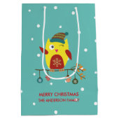 Sac Cadeau Moyen Illustration de Noël de la chouette d'hiver (Dos)