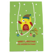 Sac Cadeau Moyen Illustration de Noël de la chouette d'hiver (Devant)