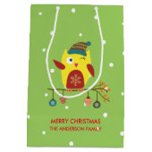 Sac Cadeau Moyen Illustration de Noël de la chouette d'hiver (Dos)
