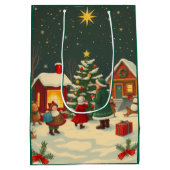 Sac Cadeau Moyen Illustration de Noël Vintage (Dos)