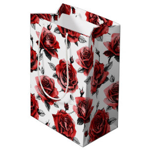 Sac Cadeau Moyen Illustration de style Saint-Valentin de belles ros