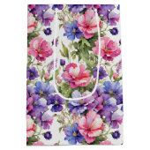 Sac Cadeau Moyen Illustration des fleurs pastel v2 | Papier d'enrob (Dos)