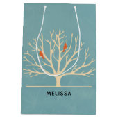 Sac Cadeau Moyen Illustration d'Oiseaux oranges modernes dans un gr (Dos)