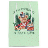 Sac Cadeau Moyen Illustration du garçon batteur de Noël (Devant)