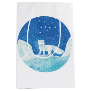 Sac Cadeau Moyen Illustration du Petit Renard arctique (Vulpes lago