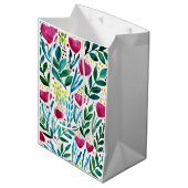 Sac Cadeau Moyen Illustration florale botanique (Devant Angle)