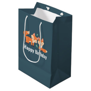 Sac Cadeau Moyen Illustration graphique des renards orange mignons