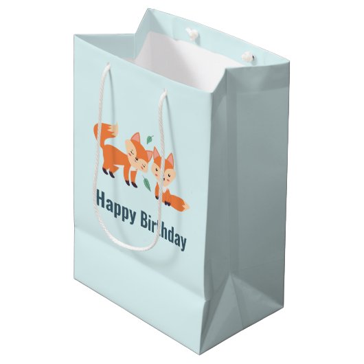 Sac Cadeau Moyen Illustration graphique des renards orange mignons (Devant Angle)