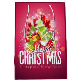 Sac Cadeau Moyen Illustration graphique moderne de Noël rouge (Devant)