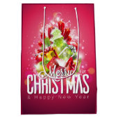 Sac Cadeau Moyen Illustration graphique moderne de Noël rouge (Dos)