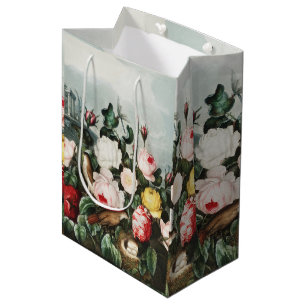 Sac Cadeau Moyen Illustration vintage de Thornton Roses Bird Nest