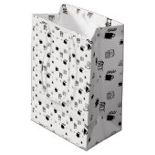 Sac Cadeau Moyen Illustrations de café noir et blanc (Dos Angle)