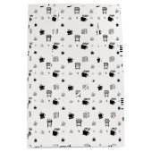 Sac Cadeau Moyen Illustrations de café noir et blanc (Devant)