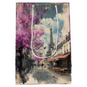 Sac Cadeau Moyen Image romantique de Paris avec la tour Eiffel (Dos)