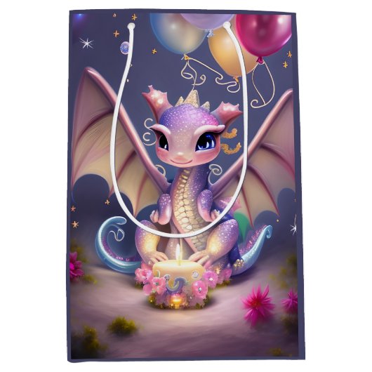 Sac Cadeau Moyen Imaginaire Cute Kawaii bébé dragon (Devant)