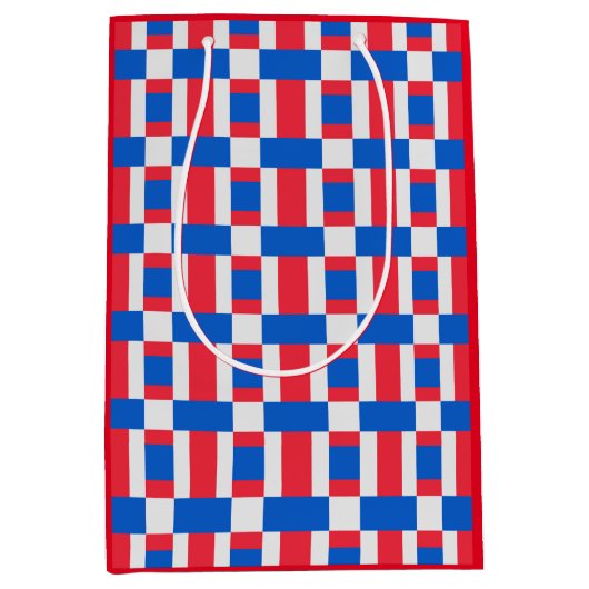 Sac Cadeau Moyen Impression Blocée Rouge Blanc Et Bleu (Devant)