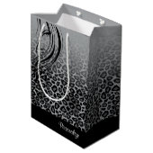 Sac Cadeau Moyen Impression d'animal Léopard Gris avec Médaillon Si (Dos Angle)