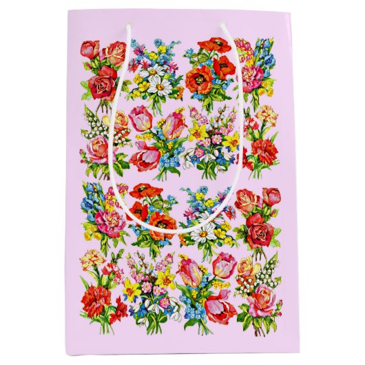 Sac Cadeau Moyen impression de collection de fleurs florales épique (Devant)