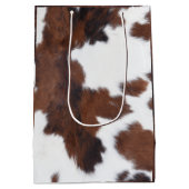Sac Cadeau Moyen Impression de vache Brown et blanche (Dos)