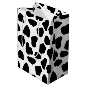 Sac Cadeau Moyen Impression de vache noire et blanche