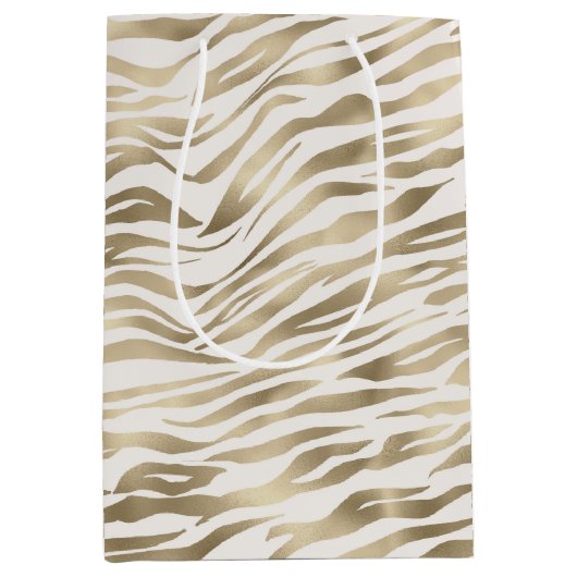 Sac Cadeau Moyen Impression Gold Zebra (Devant)