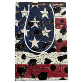 Sac Cadeau Moyen Impression léopard de drapeau américain rustique ( (Devant)