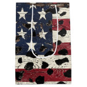 Sac Cadeau Moyen Impression léopard de drapeau américain rustique ( (Dos)