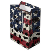 Sac Cadeau Moyen Impression léopard de drapeau américain rustique ( (Dos Angle)
