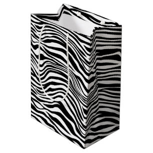 Sac Cadeau Moyen Impression Zèbre noir et blanc