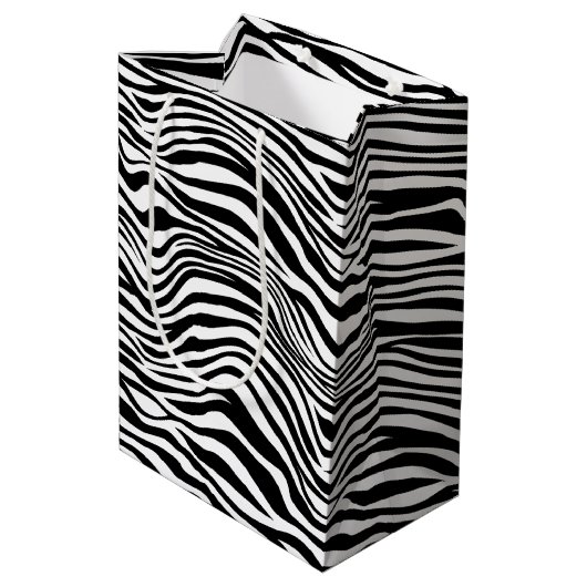 Sac Cadeau Moyen Impression Zèbre noir et blanc (Dos Angle)