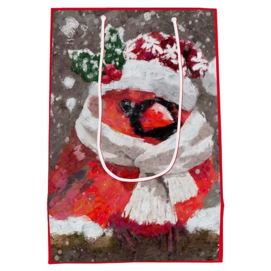 Sac Cadeau Moyen Impressionniste Cardinal Bird Scarf & Casquette en (Dos)