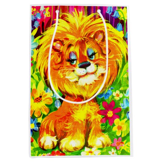 Sac Cadeau Moyen imprimé de lion (Devant)