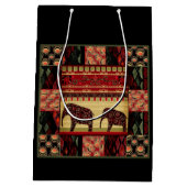 Sac Cadeau Moyen Imprimé rétroafricain avec éléphants (Dos)