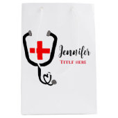 Sac Cadeau Moyen Infirmière médecin rouge plus stéthoscope ajouter (Devant)