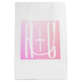 Sac Cadeau Moyen Initiales de couple | Gradation rose subtile (Dos)