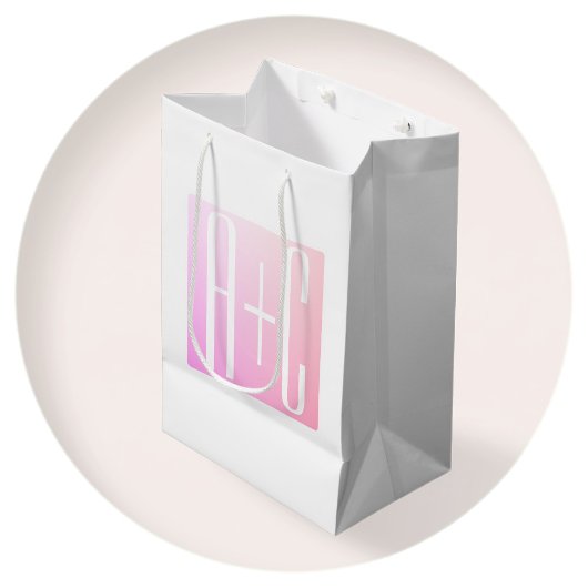 Sac Cadeau Moyen Initiales de couple | Gradation rose subtile