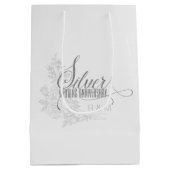 Sac Cadeau Moyen Initiales du 25e anniversaire d'argent et roses bl (Dos)