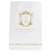 Sac Cadeau Moyen Initiales Mariage or & Mariage Floral Crest (Dos)