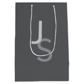 Sac Cadeau Moyen Initiales monogrammes à chevauchement moderne | Gr (Dos)